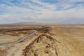 The midair view of the landscape in Delingha. Delingha is a city in northern Qinghai Province, China