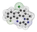 Midazolam benzodiazepine drug molecule. Has sedative, anxiolytic, amnestic, hypnotic, anticonvulsant, etc properties.