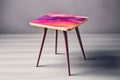 A midcentury modern magenta side table with sleek angled legs. Trendy color of 2023 Viva Magenta.. AI generation Royalty Free Stock Photo