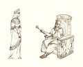 King on the throne. Pencil drawing Royalty Free Stock Photo