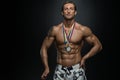 Middle Age Athlete Competitor Showing His Winning Medal Royalty Free Stock Photo