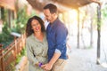 Middle age beautiful couple smiling happy and confident at town park Royalty Free Stock Photo