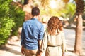 Middle age beautiful couple smiling happy and confident at town park Royalty Free Stock Photo