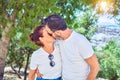 Middle age beautiful couple wearing casual clothes and sunglasses Royalty Free Stock Photo