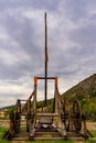 Middle Age catapult at Foix Castle in France Royalty Free Stock Photo