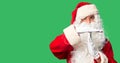 Middle age handsome man wearing Santa Claus costume and beard standing Doing time out gesture with hands, frustrated and serious