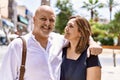 Middle age hispanic couple of husband and wife together on a sunny day outdoors Royalty Free Stock Photo