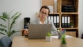 Middle age hispanic woman business worker working at office Royalty Free Stock Photo