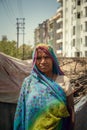 Middle age indian villager woman smiling