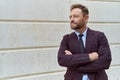 Middle age man business worker standing with arms crossed gesture at street Royalty Free Stock Photo