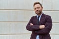 Middle age man business worker standing with arms crossed gesture at street Royalty Free Stock Photo