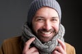 Middle age man with hat and scarf Royalty Free Stock Photo