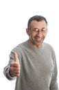 Middle age man smiling thumbs up Royalty Free Stock Photo