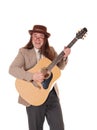 Middle age man standing playing the guitar Royalty Free Stock Photo