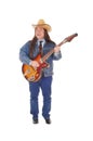 Middle age man standing playing the guitar Royalty Free Stock Photo