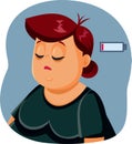 Exhausted Overweight Woman Vector Illustration