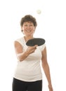 Middle age senior woman playing ping pong Royalty Free Stock Photo