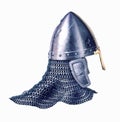 Middle age warrior helmet, on white background.