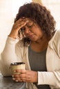 African American middle age woman looking sad. Royalty Free Stock Photo