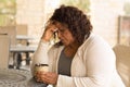 African American middle age woman looking sad. Royalty Free Stock Photo