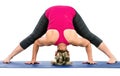 Middle age woman doing yoga exercises