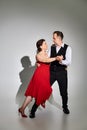 Middle aged attractive smiling couple dancers Royalty Free Stock Photo