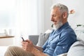 Middle aged bearded man using smartphone Royalty Free Stock Photo