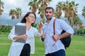 Middle aged business colleagues talking in the park Royalty Free Stock Photo