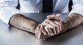 Middle aged businessman hands showing anger, stress or aggressiveness