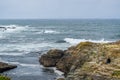 Middle-aged couple of man and woman contemplating the Atlantic Ocean Royalty Free Stock Photo