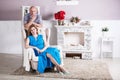 Middle aged couple posing at home Royalty Free Stock Photo