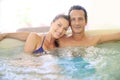 Middle aged couple relaxing and enjoying the jacuzzi Royalty Free Stock Photo