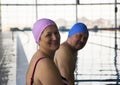 Middle Aged Couple In Swimming Pool Royalty Free Stock Photo