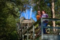 middle-aged couple, tourists looking at the open spaces, a middle-aged couple rejoices at the warm rays of the sun in