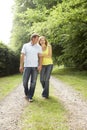 Middle aged couple walking in countryside Royalty Free Stock Photo