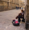 Female street musician in Barcelona street