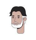 Middle aged male with hollywoodian beard 2D linear cartoon character head