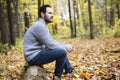 Middle-aged man alone on beautiful autumn day Royalty Free Stock Photo