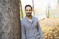 Middle-aged man alone on beautiful autumn day Royalty Free Stock Photo