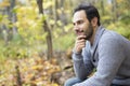 Middle-aged man alone on beautiful autumn day Royalty Free Stock Photo