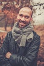 Middle-aged man on beautiful autumn day Royalty Free Stock Photo