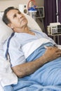 Middle Aged Man Lying In Hospital Bed Royalty Free Stock Photo