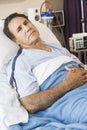 Middle Aged Man Lying In Hospital Bed Royalty Free Stock Photo