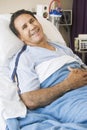 Middle Aged Man Lying In Hospital Bed Royalty Free Stock Photo