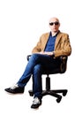 Middle-aged man sitting in an office chair