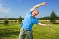 Middle-aged man streching