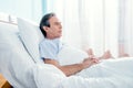 Middle aged patient lying in chamber in hospital Royalty Free Stock Photo