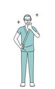 Middle-aged and senior male admitted patient in hospital gown in a confident pose