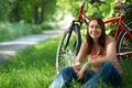 Middle Aged Woman On Cycle Ride In Countryside Royalty Free Stock Photo