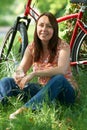 Middle Aged Woman On Cycle Ride In Countryside Royalty Free Stock Photo